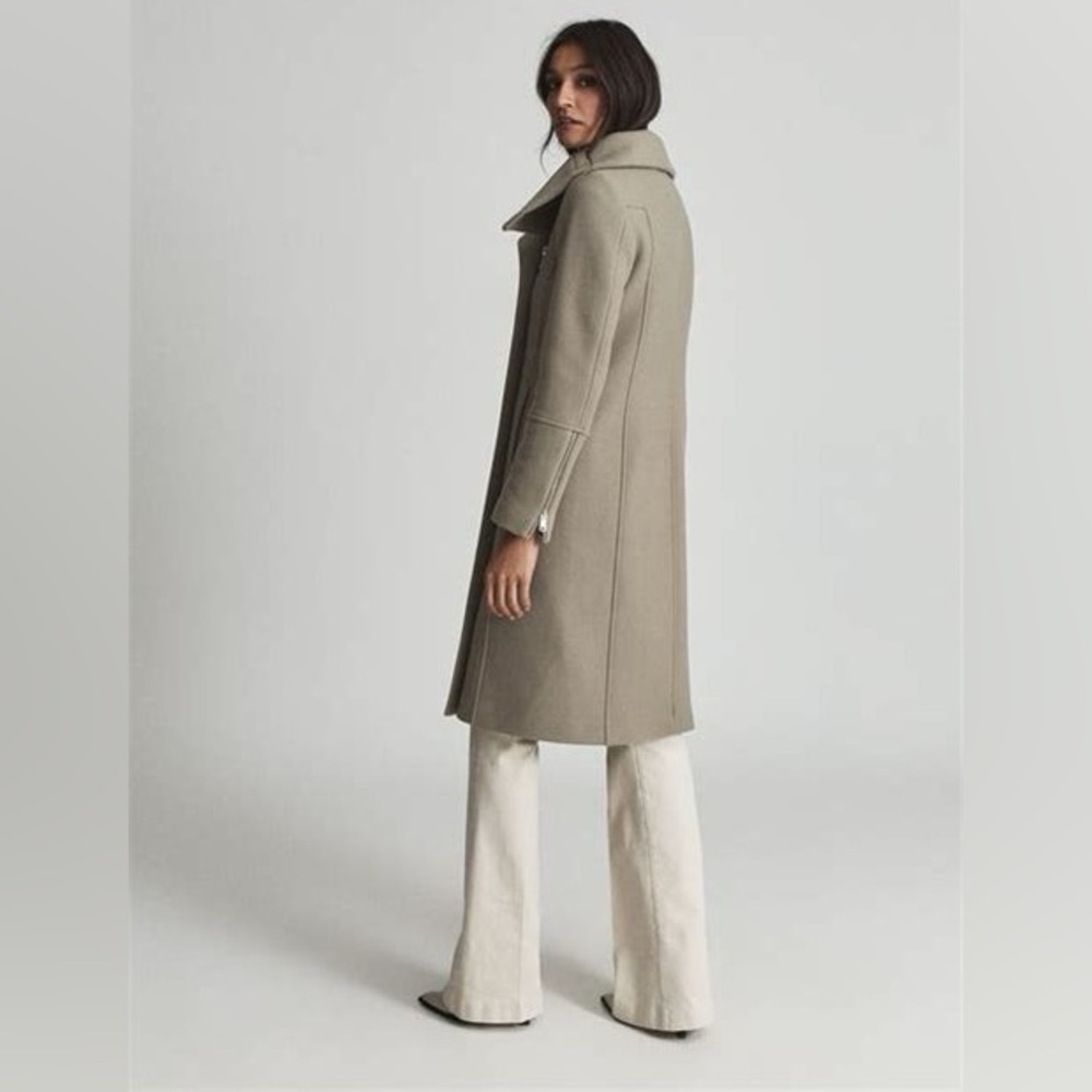 Reiss Roxi Wool Blend Coat in Taupe - Picture 3 of 8